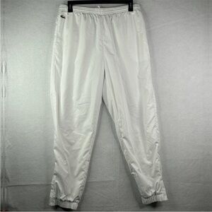 🐊 Lacoste Sport Vintage White Windbreaker Track Pants - Lined, Zip Ankle XxL